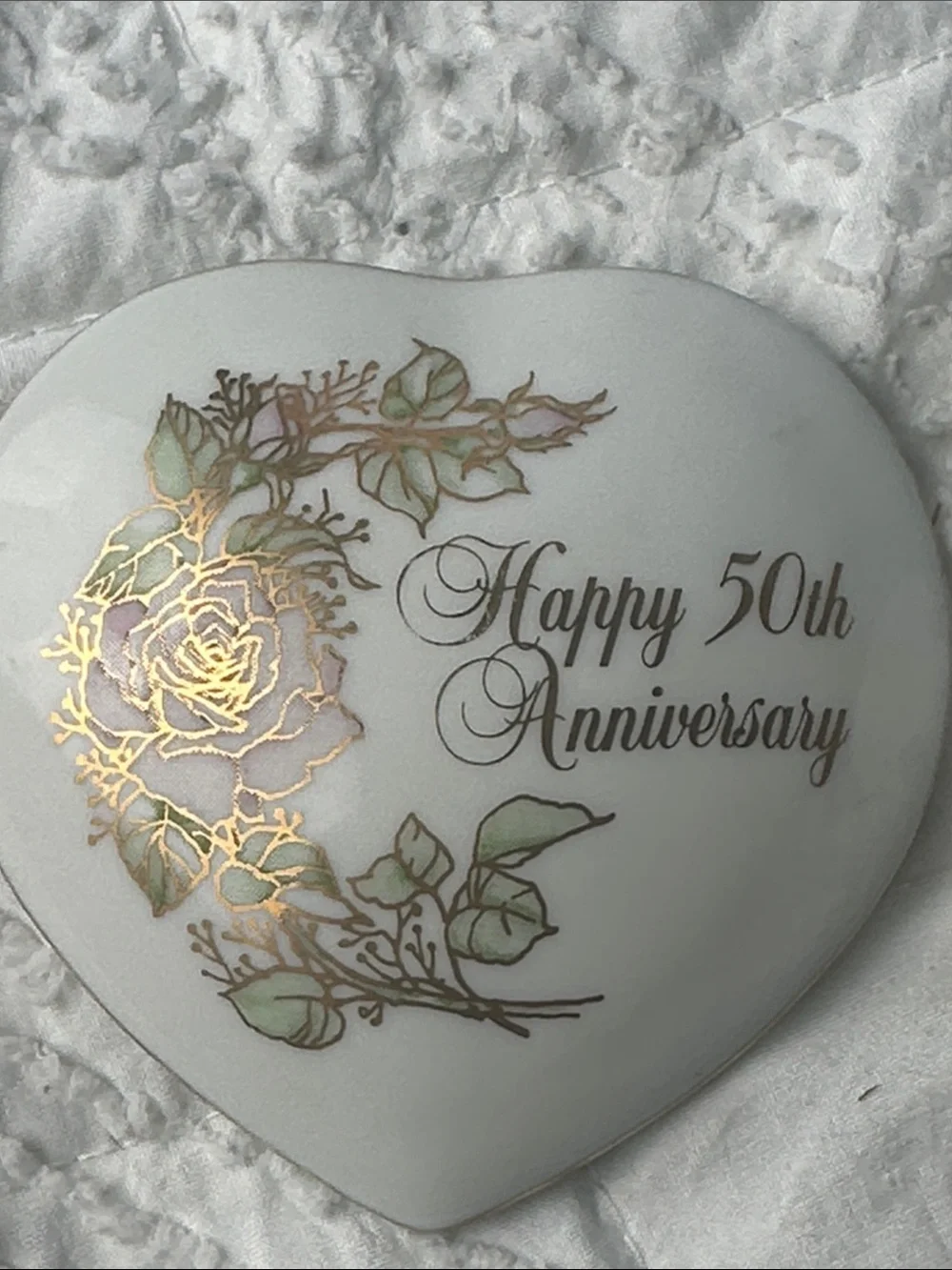 Happy 50th Anniversary Heart Trinket Box - Vintage 1983 -Japan
